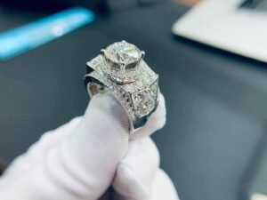 Nhẫn hột xoàn nam mạ viền kim phong cách Alt26