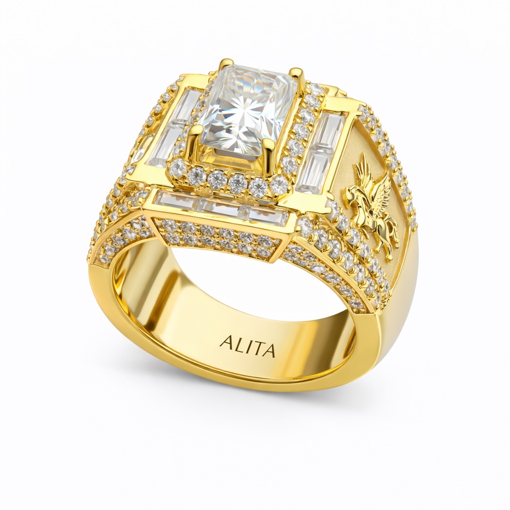 Nhẫn kim cương nam đơn giản hiện đại Alt20