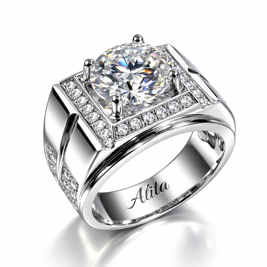Nhẫn kim cương tự nhiên với viên chủ tinh sảo Alt15