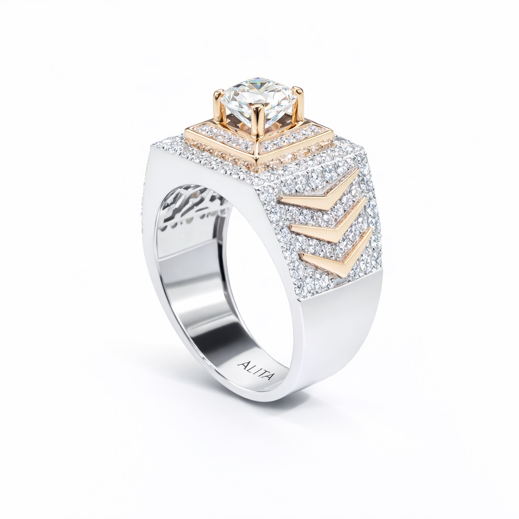 Nhẫn kim cương nam đẹp thiết kế tinh sảo ALT99