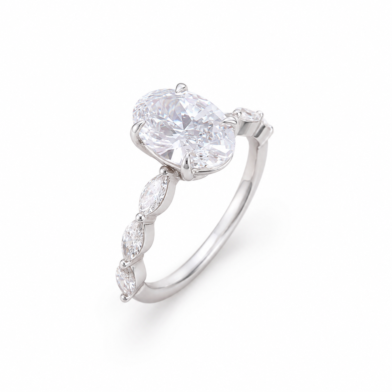 Nhẫn Cầu Hôn Kim Cương Oval Marquise NN012