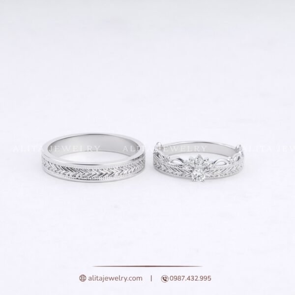 Nhẫn cưới vàng trắng platinum CNC006
