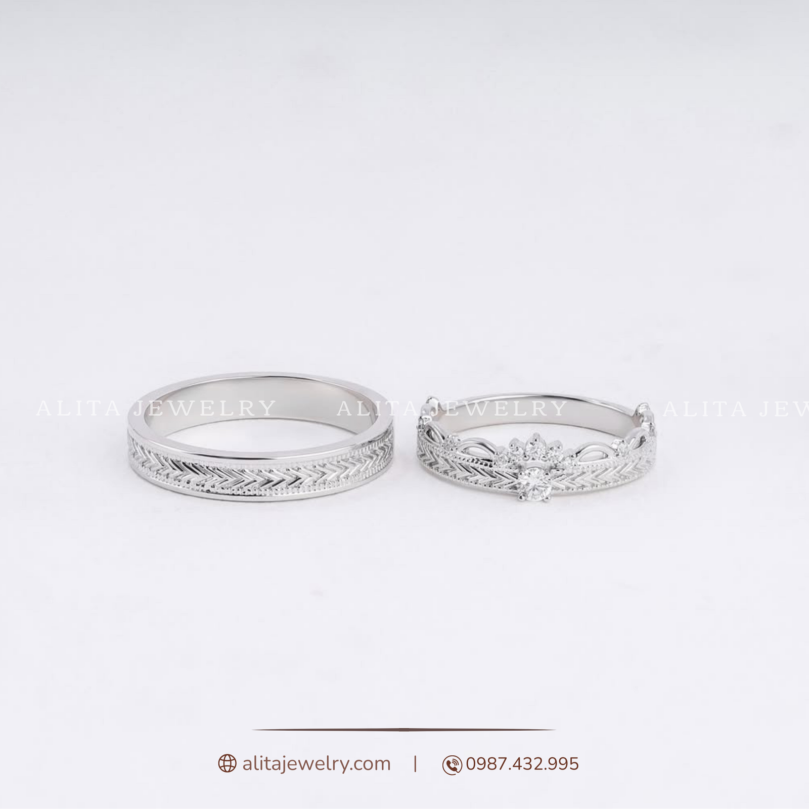 Nhẫn cưới vàng trắng platinum CNC006