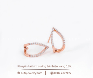 Khuyên tai đính kim vàng 18K KT003