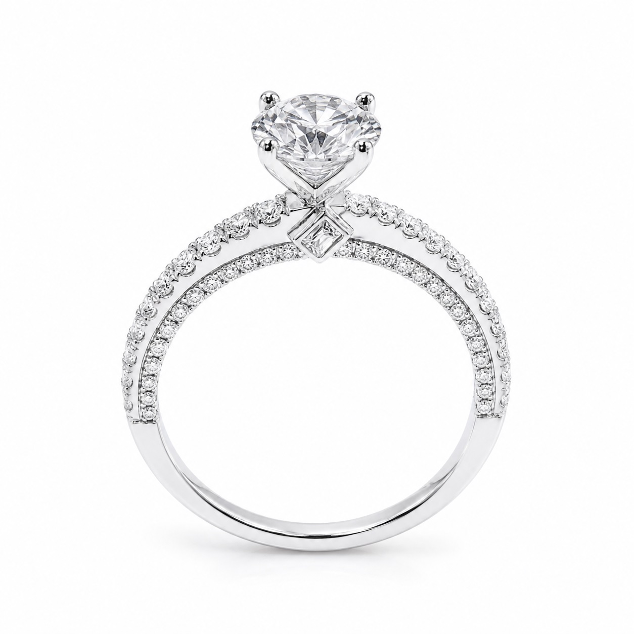 Nhẫn kim cương sang trọng vàng trắng 14K NN026