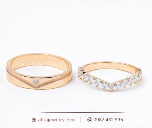 Cặp nhẫn cưới vàng 18K CNC024