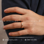 Cặp nhẫn cưới kim cương đơn giản vàng 18K CNC25