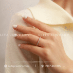 Cặp nhẫn cưới kim cương đơn giản vàng 18K CNC25