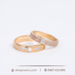 Cặp nhẫn cưới kim cương vàng 18K CNC26