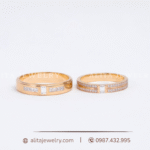 Cặp nhẫn cưới kim cương vàng 18K CNC26