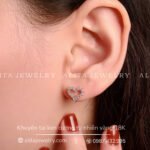 Khuyên tai kim cương trái tim vàng 18K KT005