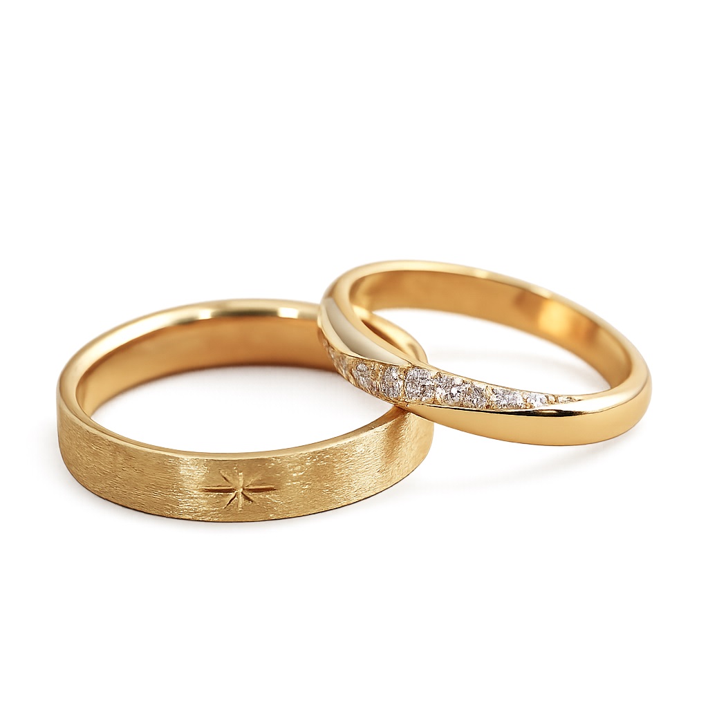 Nhẫn cặp vàng trắng 14K CNC013