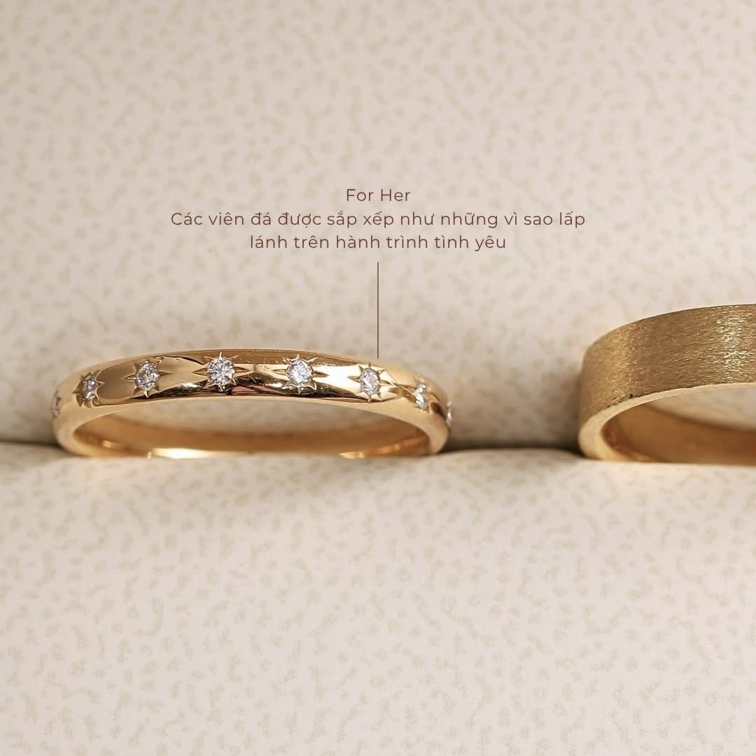 Nhẫn đôi vàng trắng 14K CNC021
