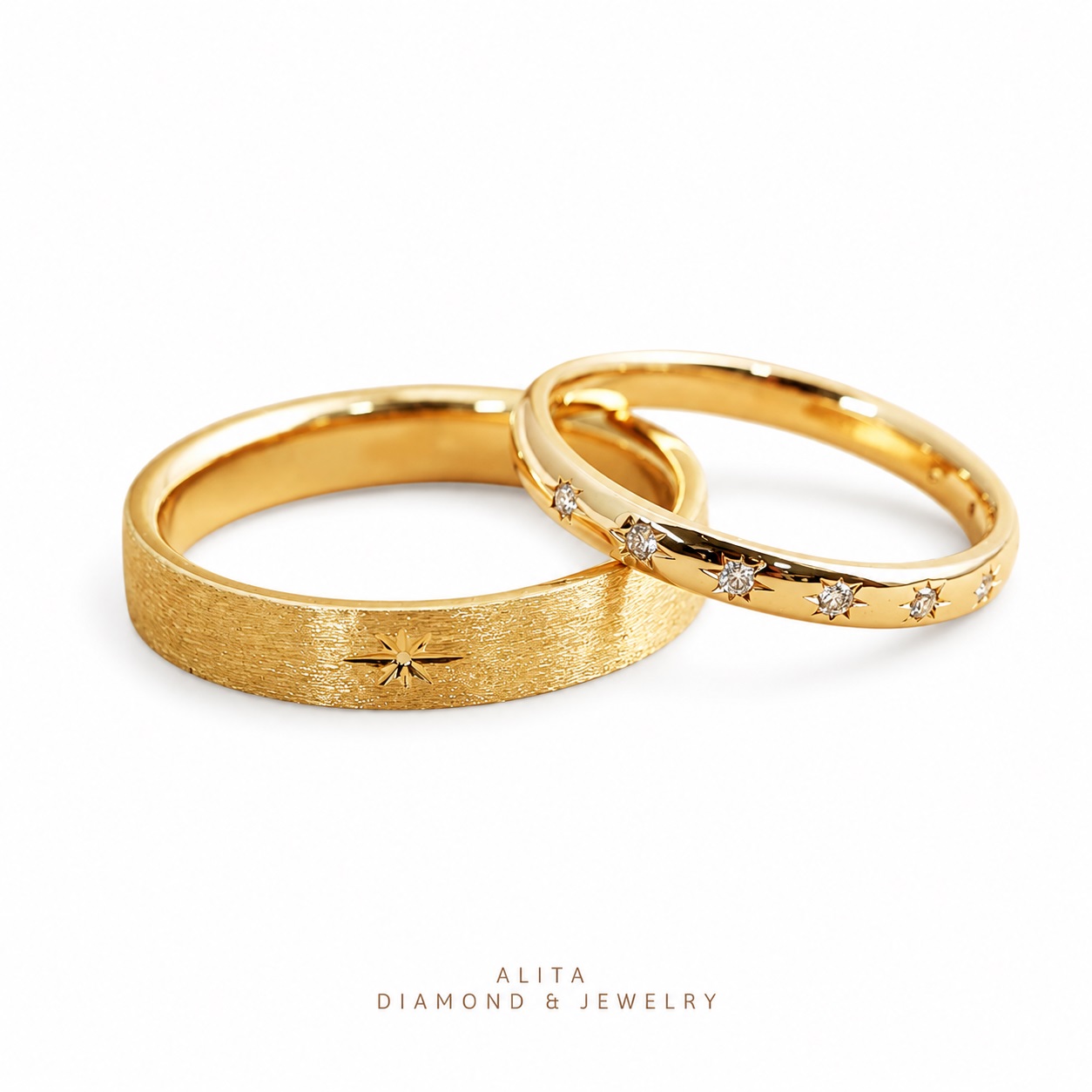 Nhẫn đôi vàng trắng 14K CNC021