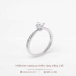 Nhẫn kim cương đính kim vàng trắng 14K NN025