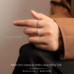 Nhẫn kim cương đính kim vàng trắng 14K NN027