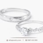 Cặp nhẫn cưới vàng trắng 14k CNC003