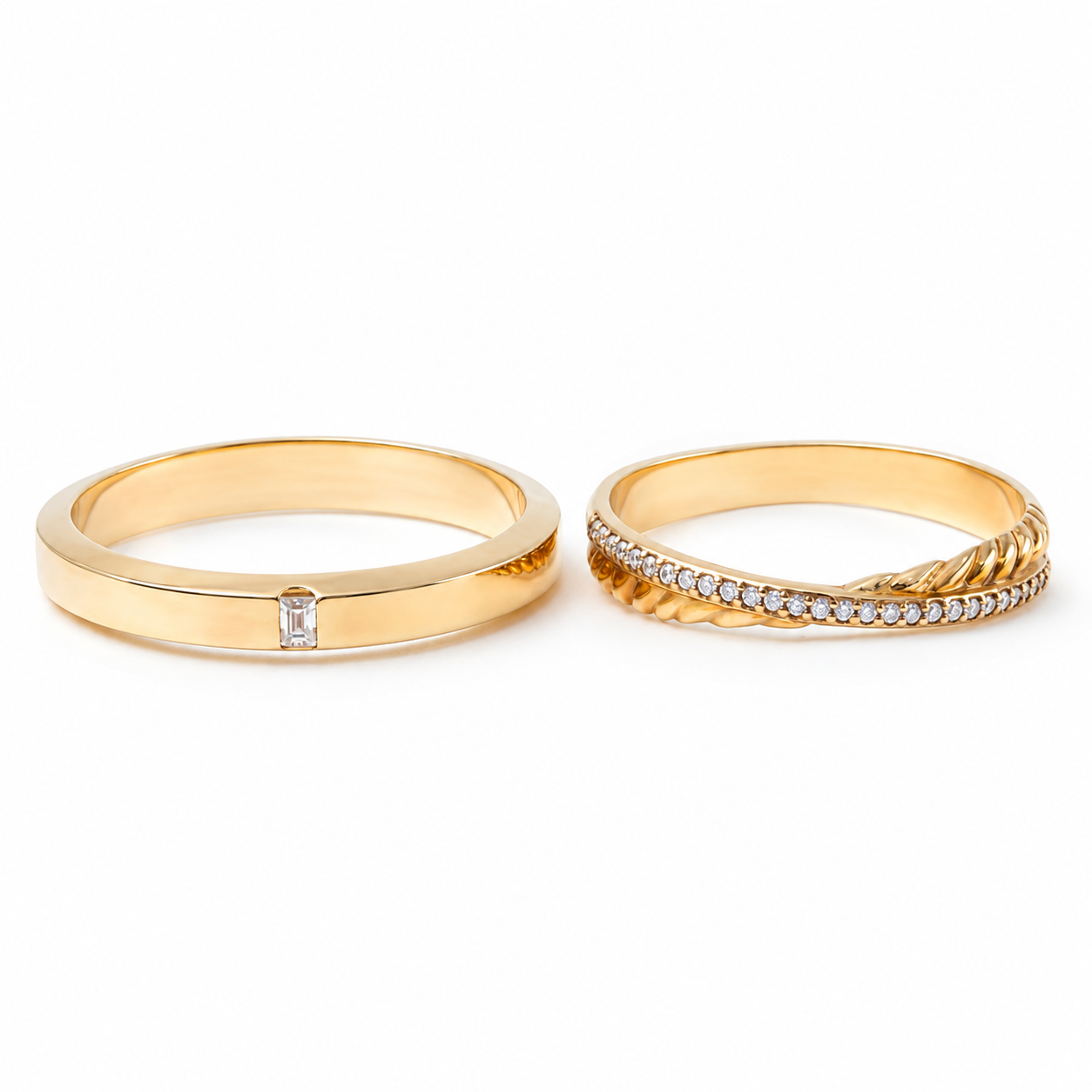 Cặp nhẫn cưới vàng hồng 14k CNC005
