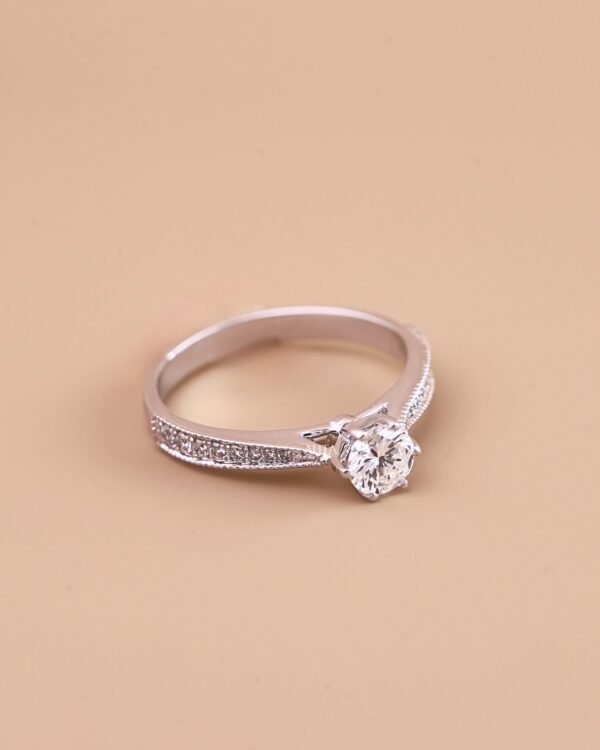 Nhẫn kim cương tròn đai pavé 6 chấu NN025