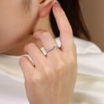 Nhẫn kim cương tròn đai pavé 6 chấu NN025