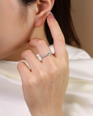 Nhẫn kim cương tròn đai pavé 6 chấu NN025