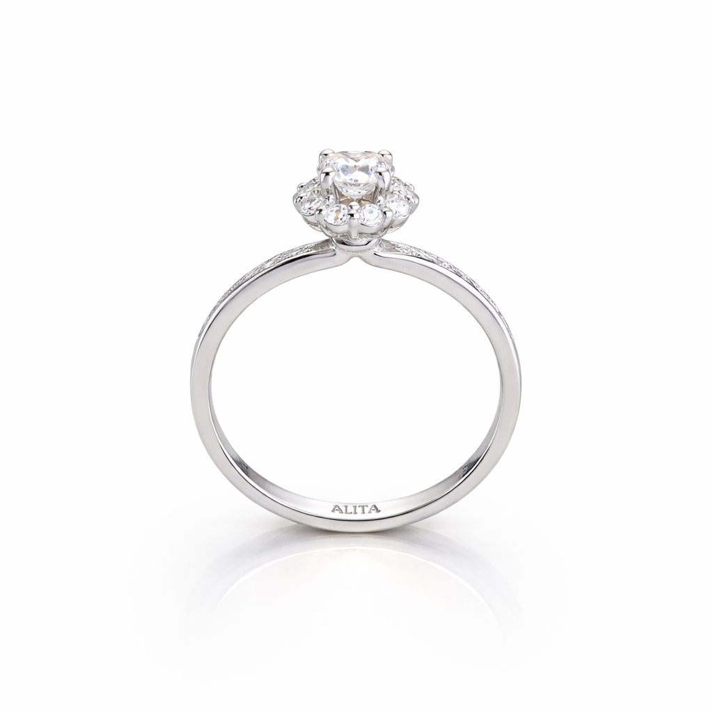Nhẫn nữ đính kim cương Alita Blossom Halo NN046
