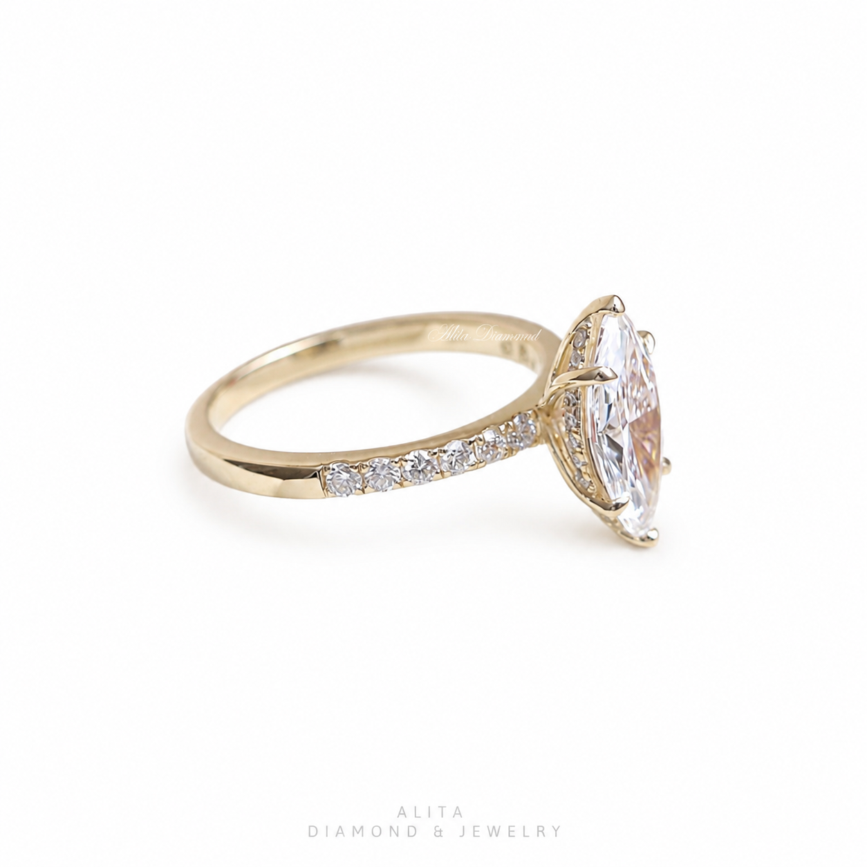 Nhẫn đính hôn vàng 14K Marquise Élégance NN033