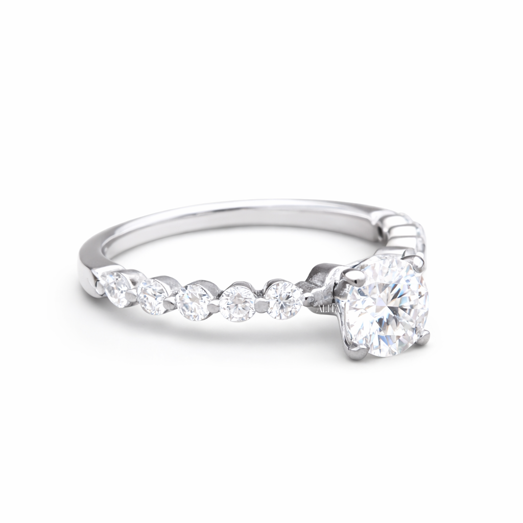 Nhẫn nữ vàng trắng 14K Radiant Line Ring NN034