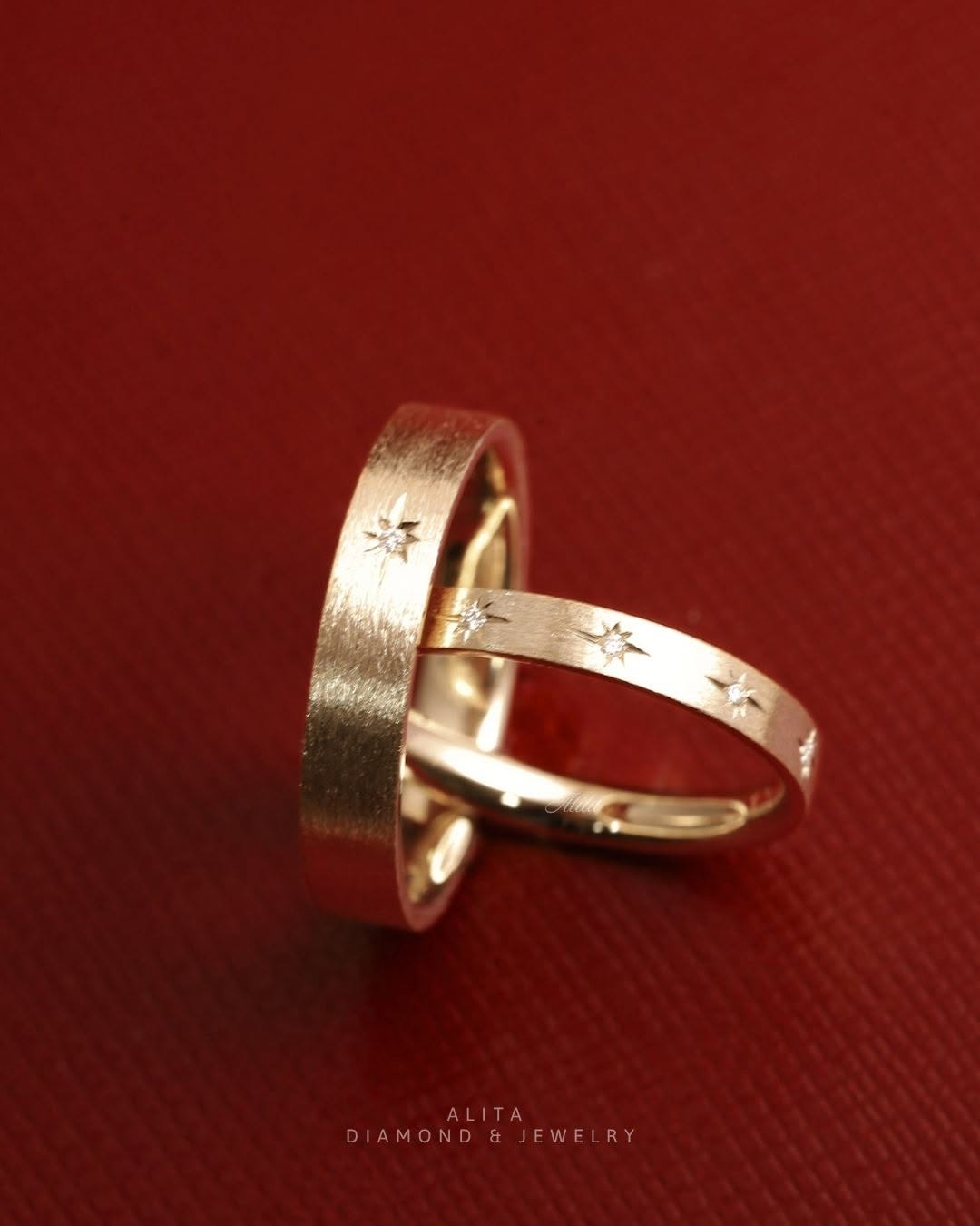 Nhẫn cặp vàng 14k Alita Stella Love CNC029