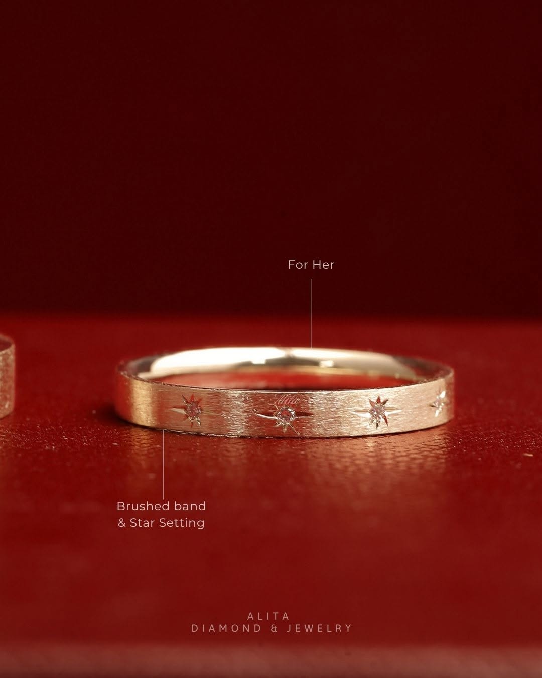 Nhẫn cặp vàng 14k Alita Stella Love CNC029