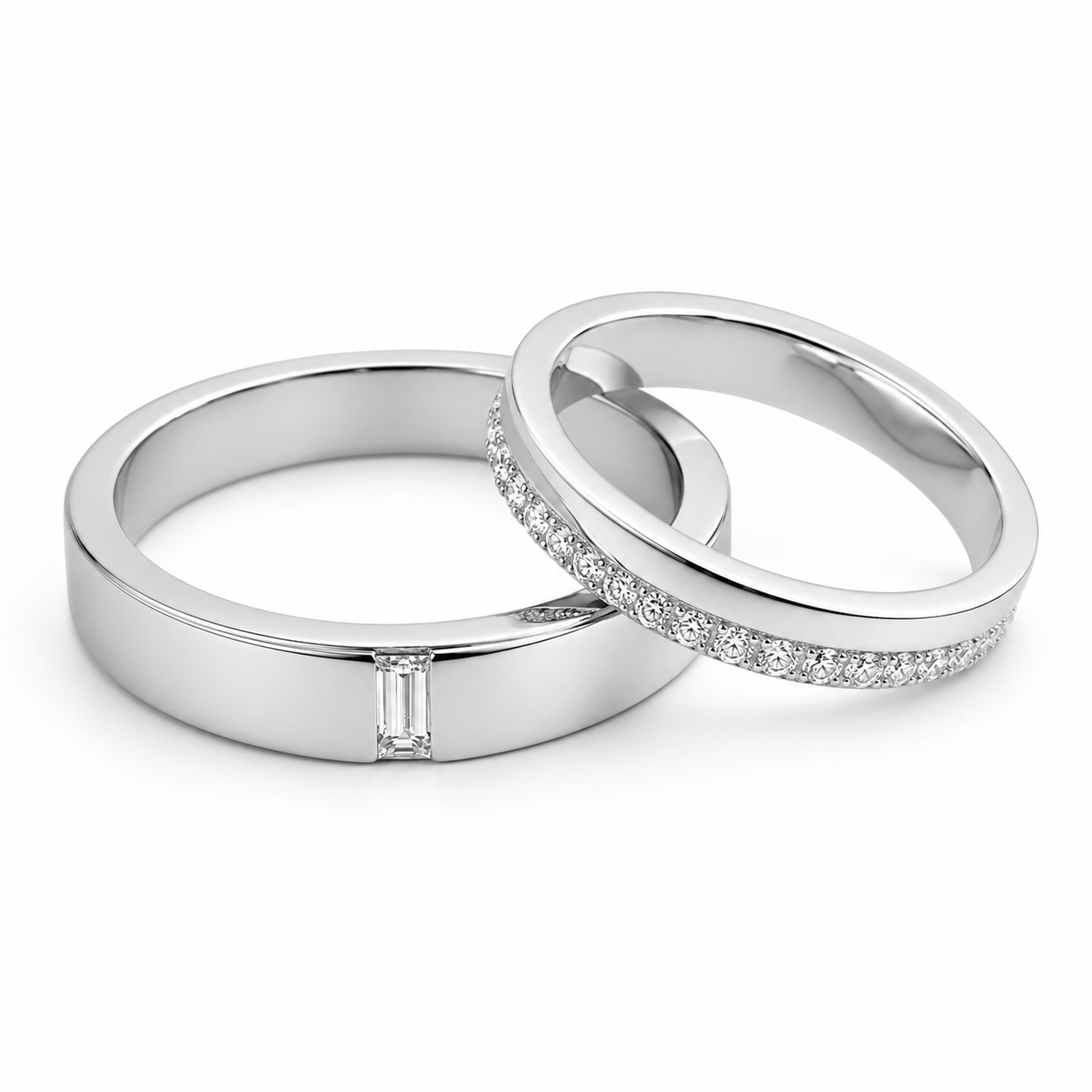 Nhẫn cưới vàng trắng 14K Alita ÉLAN – CNC032