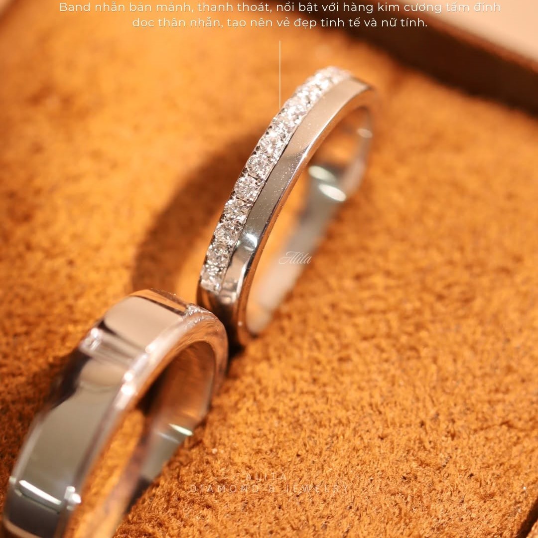 Nhẫn cưới vàng trắng 14K Alita ÉLAN – CNC032