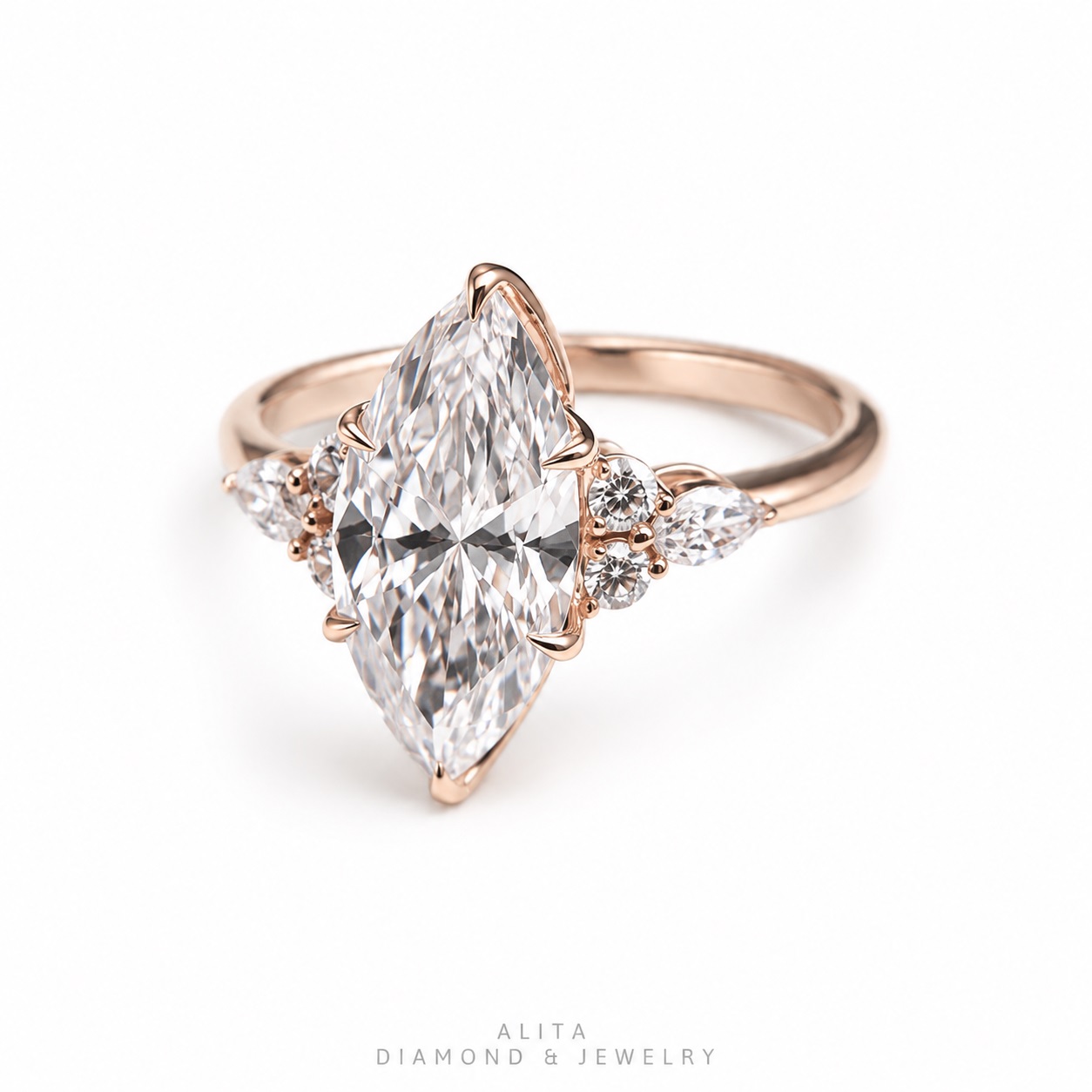 Nhẫn cầu hôn kim cương lab grown Marquise Promise