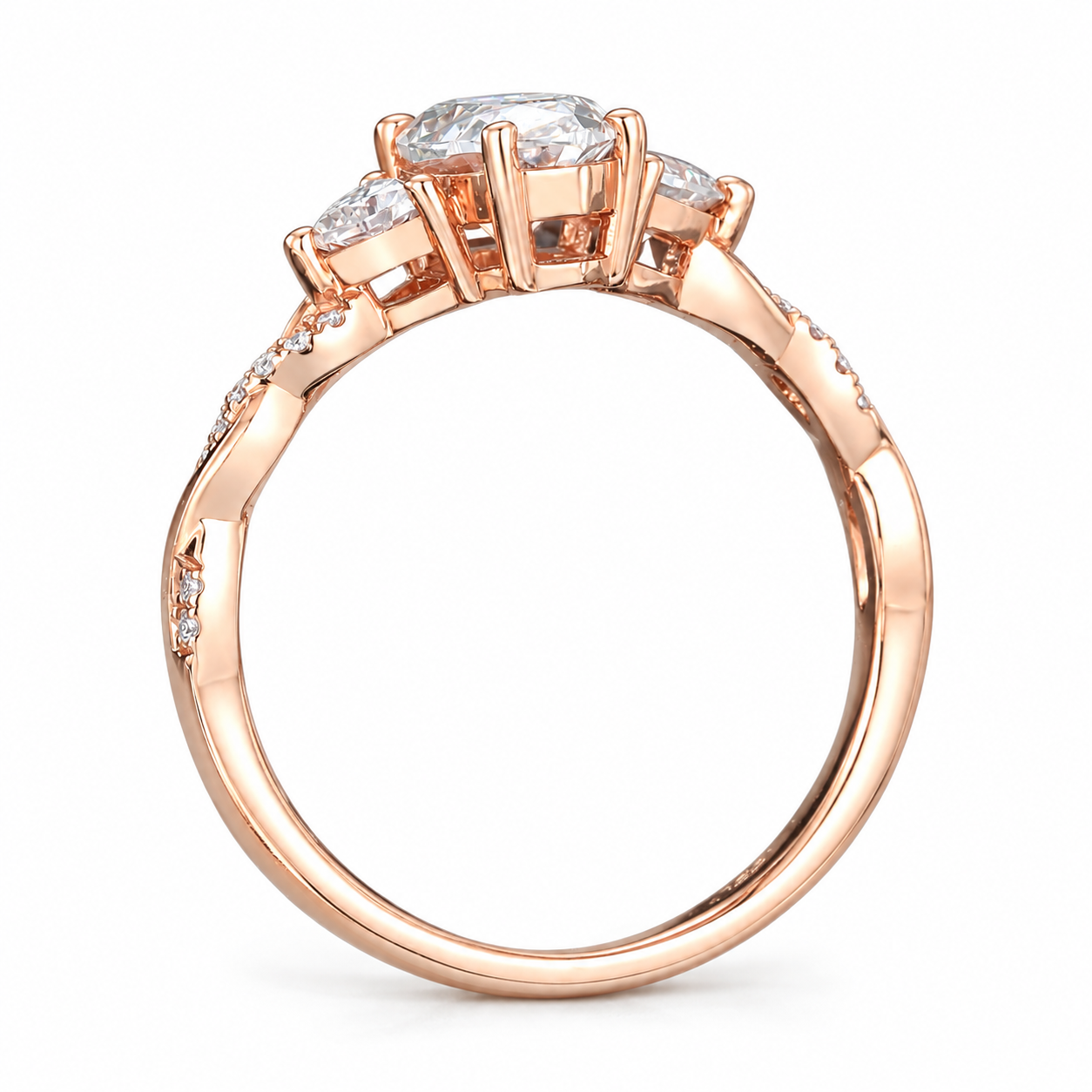 Nhẫn cầu hôn vàng 14K Marquise Twist Three-Stone NN063