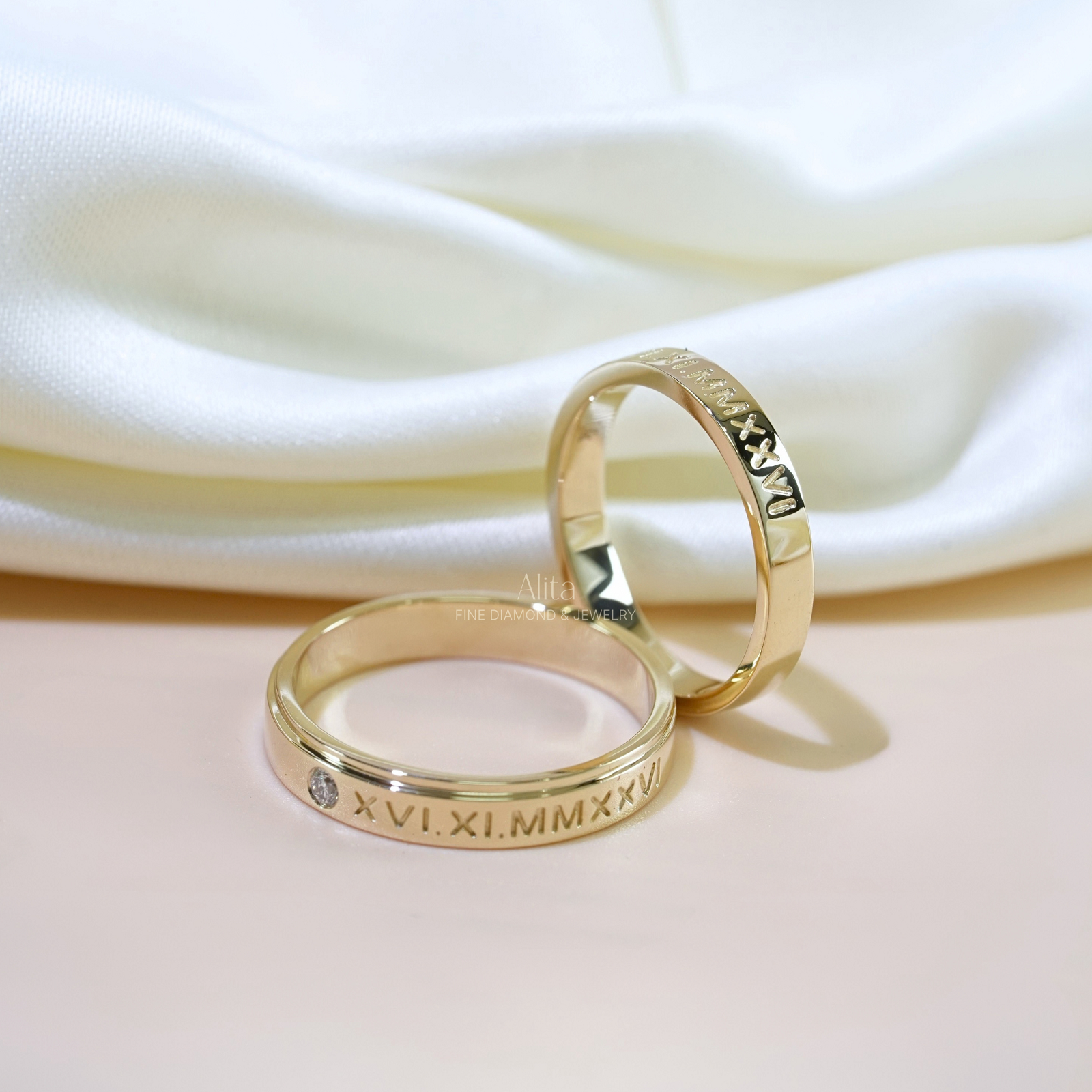 Cặp Nhẫn Cưới Vàng 14K Eternal Date CNC0039