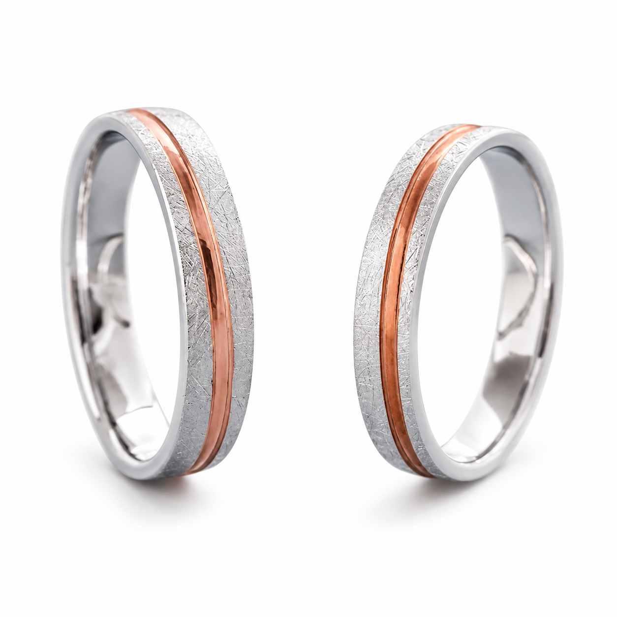 Nhẫn Cưới Vàng 10K Sandblasted Two-Tone CNC040