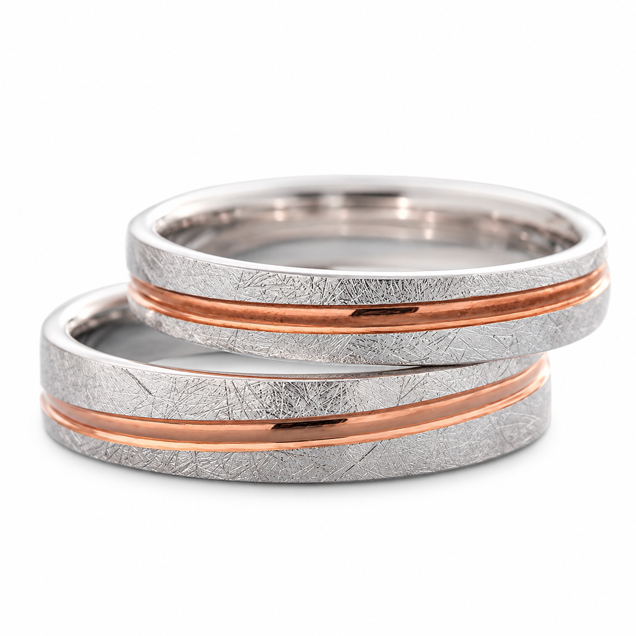 Nhẫn Cưới Vàng 10K Sandblasted Two-Tone CNC040