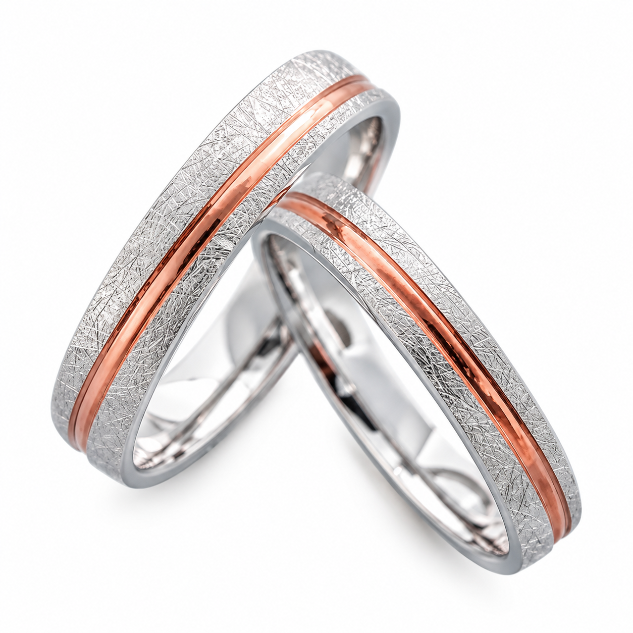 Nhẫn Cưới Vàng 10K Sandblasted Two-Tone CNC040