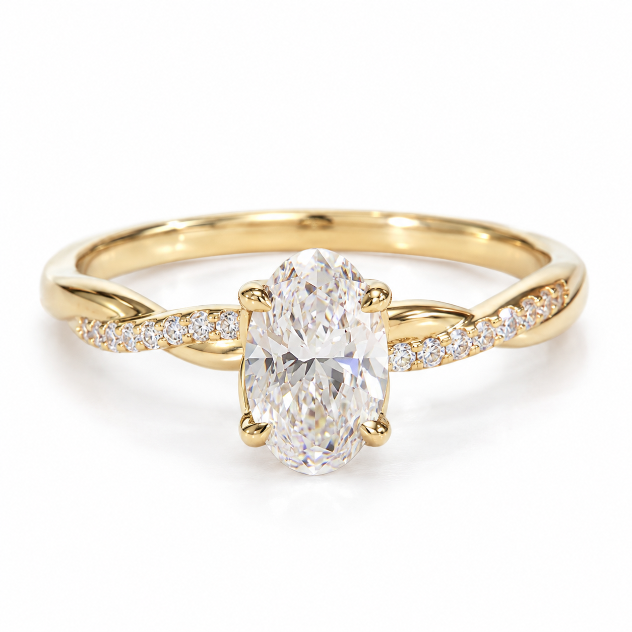 Mẫu nhẫn nữ cầu hôn Oval Diamond Crossover